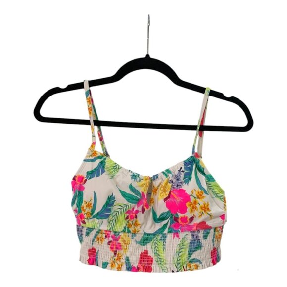 SALT + COVE Juniors Retro Hibiscus Smocked Cami Bikini Top Multicolor Small - Picture 3 of 9